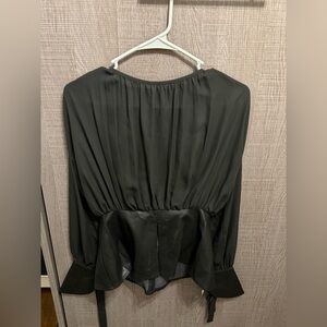 NWT Gracia Women’s Long Sleeve Satin Peplum Blouse size S